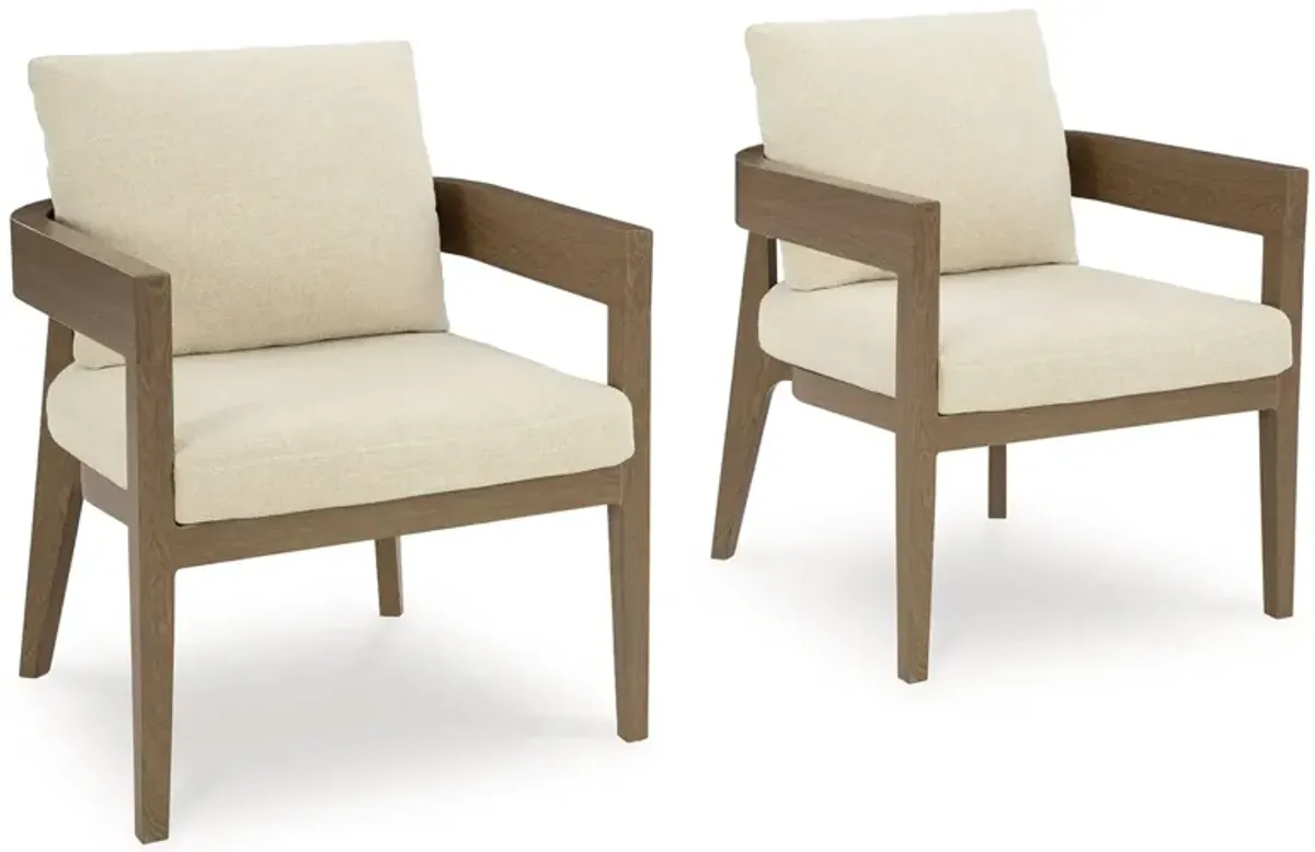 Serene Bay - Dark Brown / White - Arm Chair With Cushion (Set of 2)