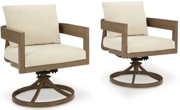 Serene Bay - Swivel Chair With Cushion (Set of 2) - Dark Brown / White