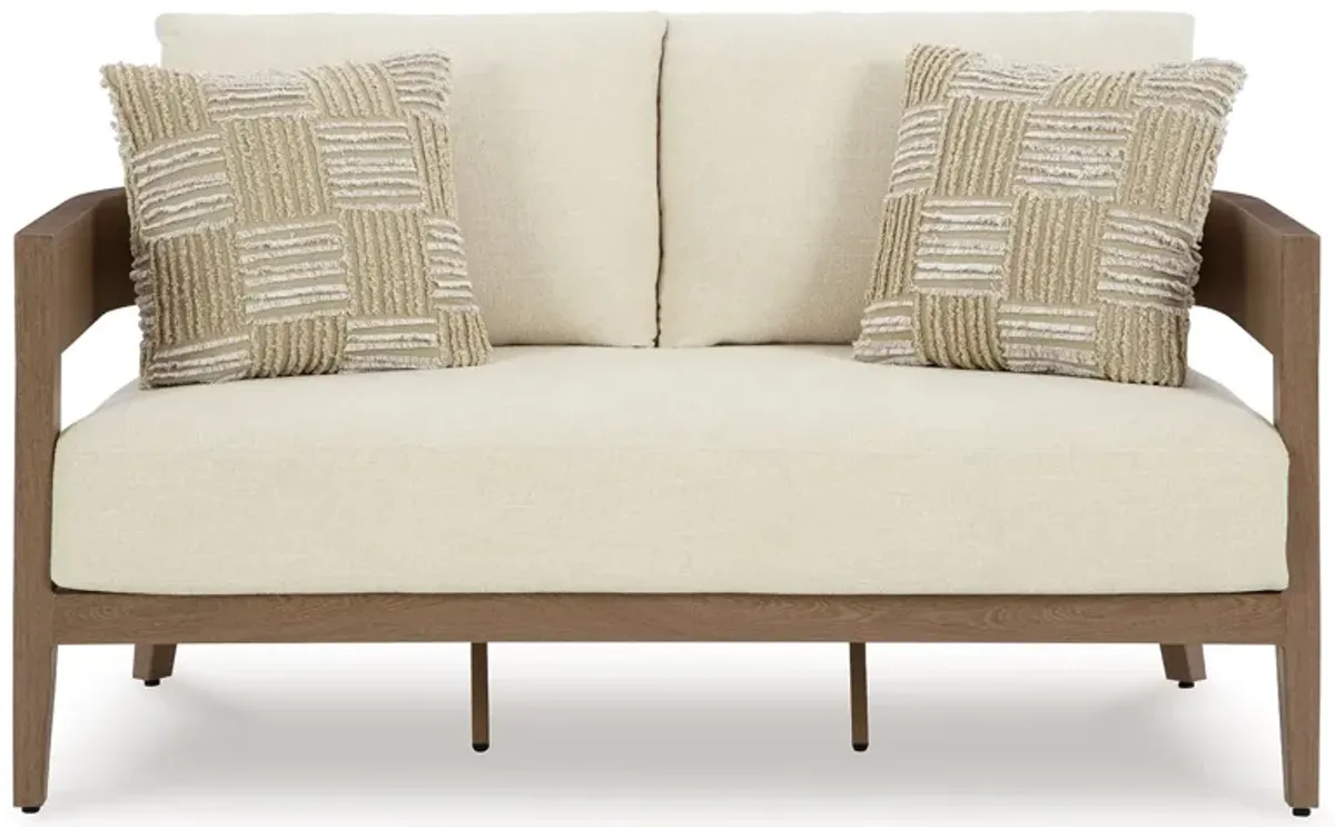 Serene Bay - Loveseat With Cushion - Dark Brown / White