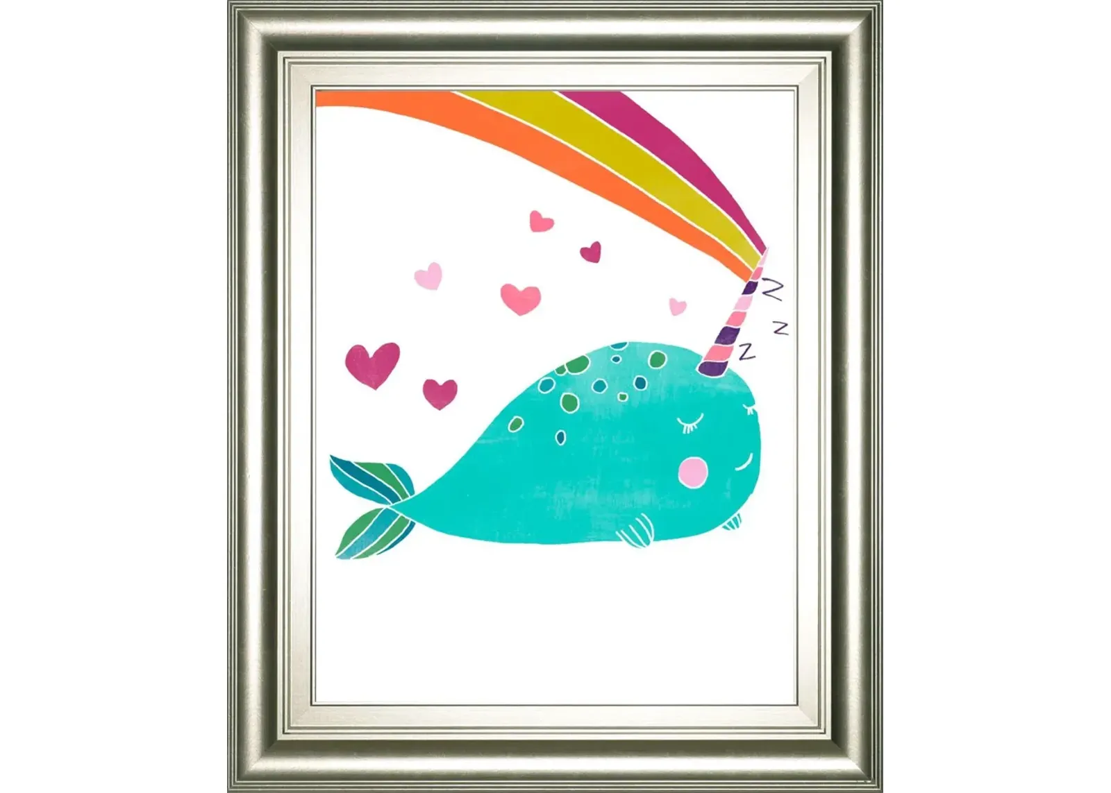 22x26 Happy Narwals III By June Erica Vess - Light Blue