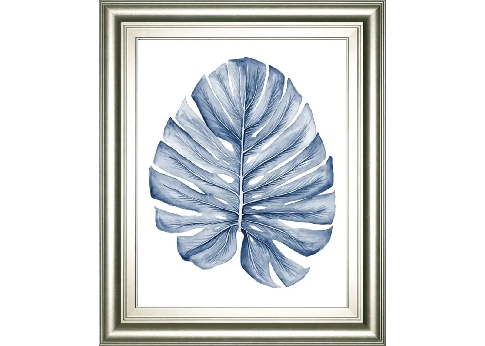 22x26 Indigo Tropical Leaves I By Megan Meagher - Blue