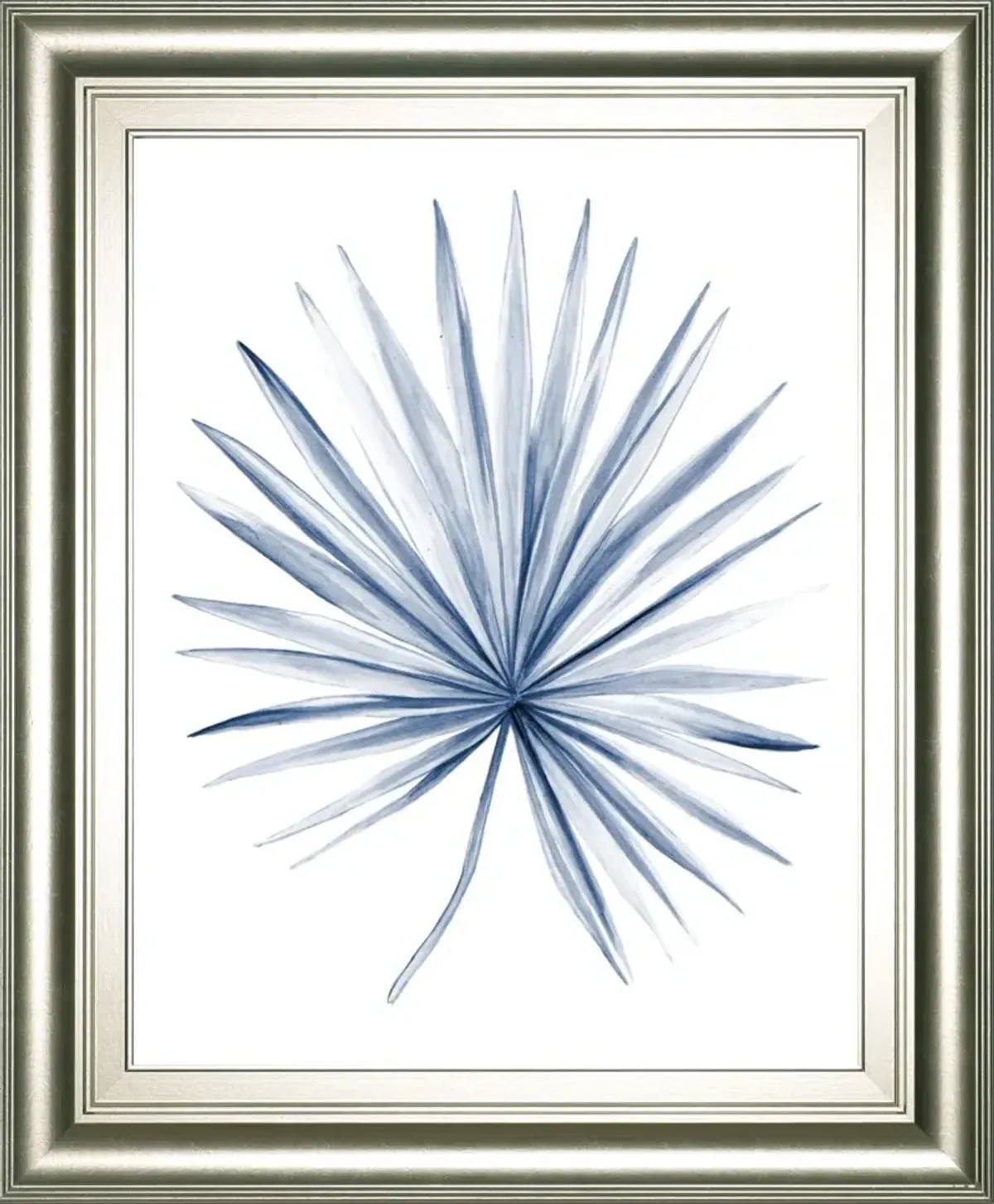 22x26 Indigo Tropical Leaves II By Megan Meagher - Blue