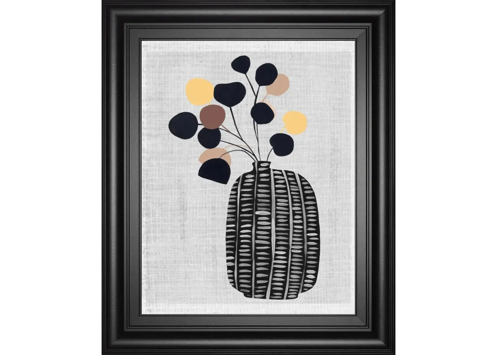 22x26 Decorated Vase with Plant III By Melissa Wang - Black