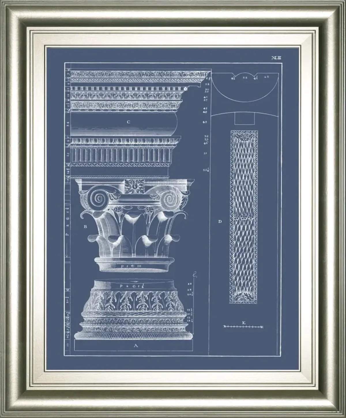 22x26 Column & Cornice Blueprint I By Vision Studio - Blue