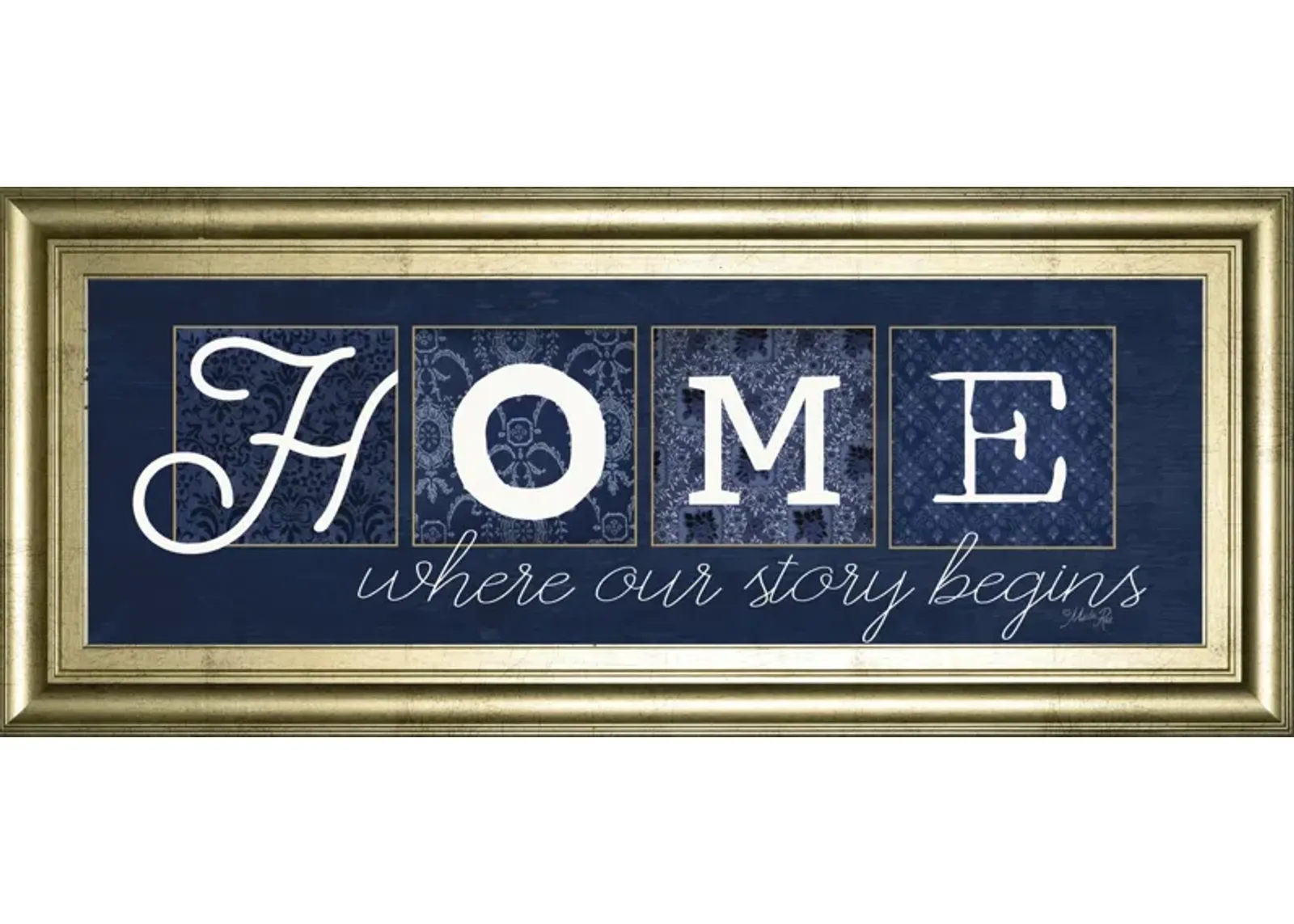 18x42 Home Where Our Story Begins By Marla Rae - Blue