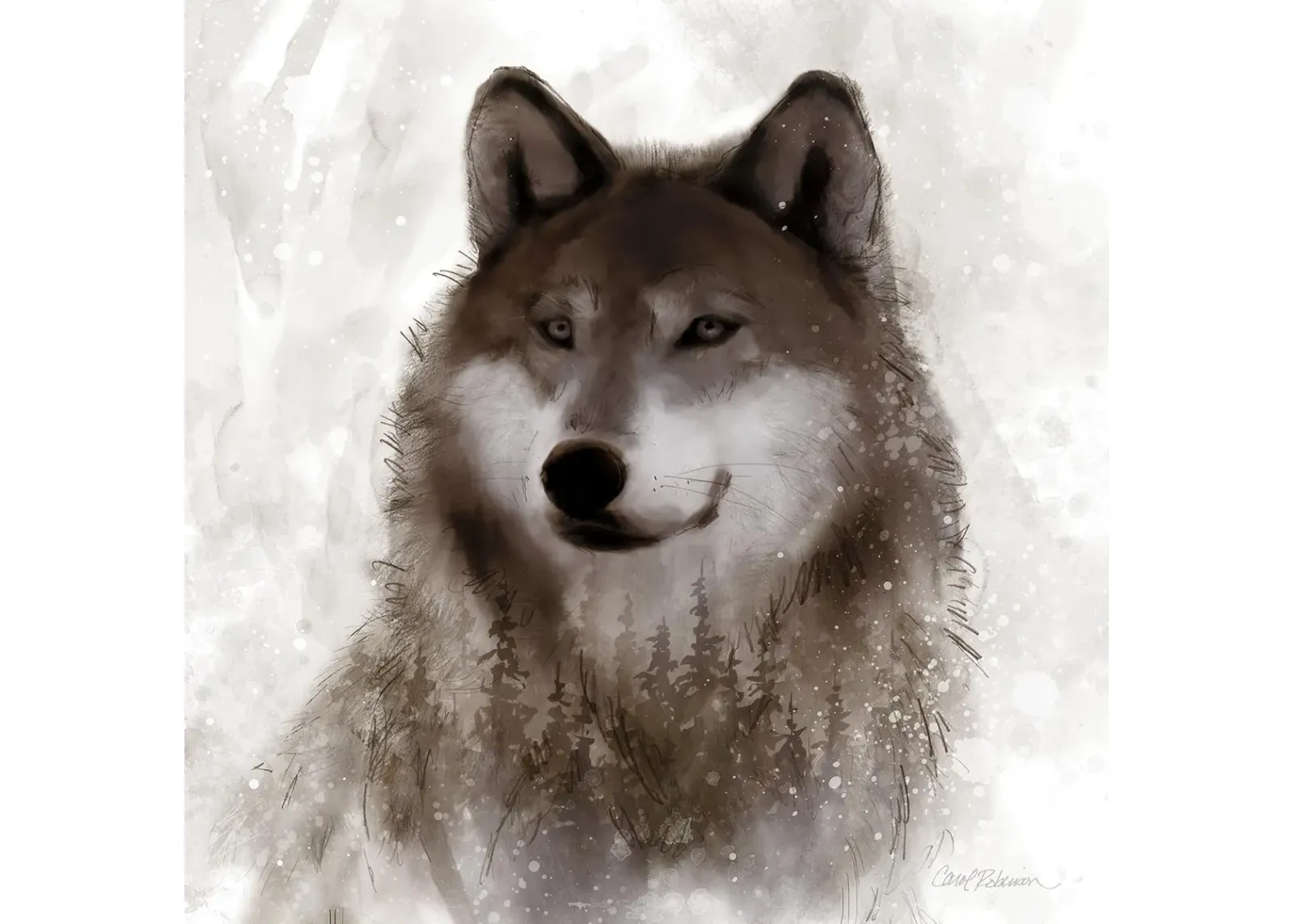 Forest Wolf By Carol Robinson (Small) - Dark Brown