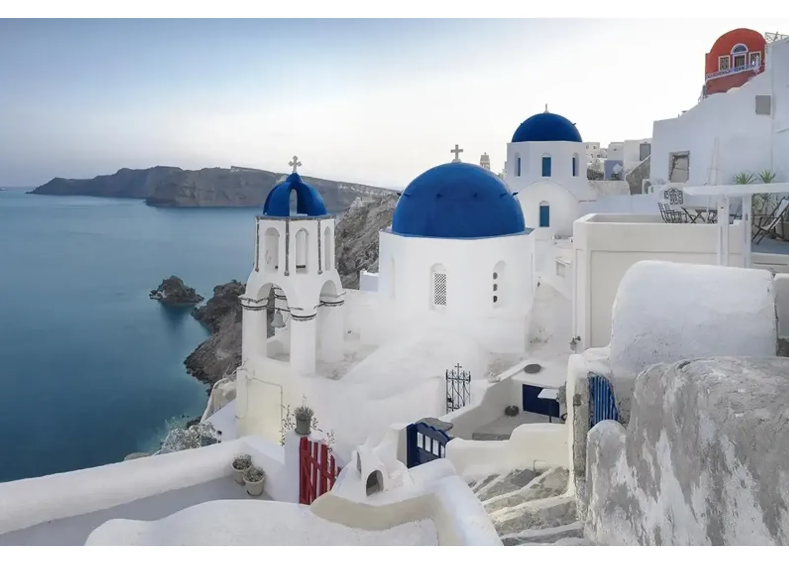 Santorini View By Danita Delimont (Framed) - Blue