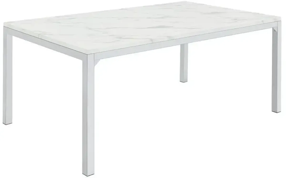 Athena - Rectangular Faux Marble Dining Table - Chrome