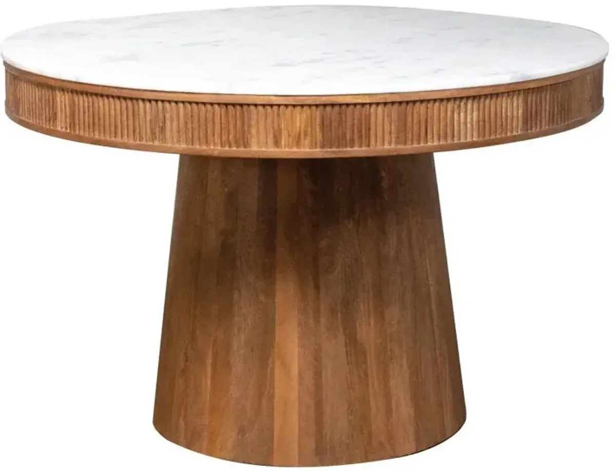 Ortega - Round Marble Top Wood Dining Table - Natural