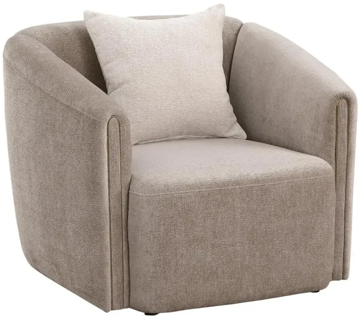 Townsend - Chenille Upholstered Rolled Arm Chair - Latte