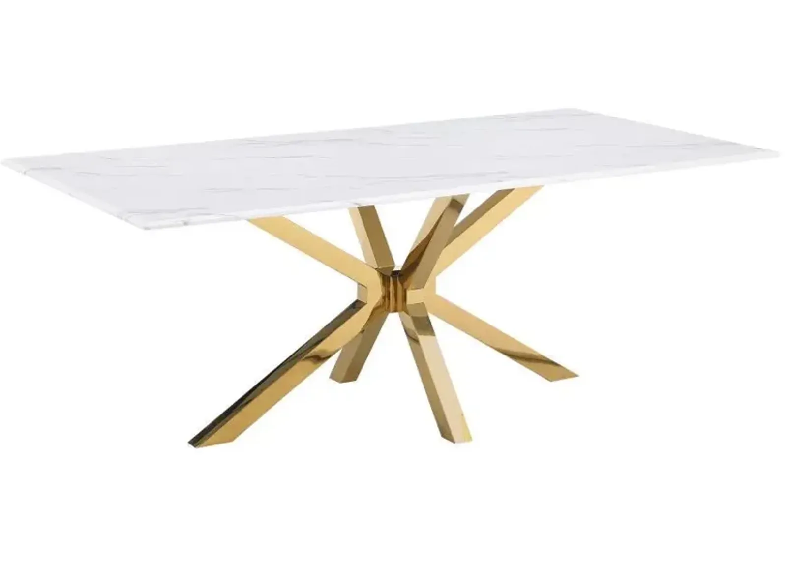 Venera - Rectangular Faux Marble Dining Table - White