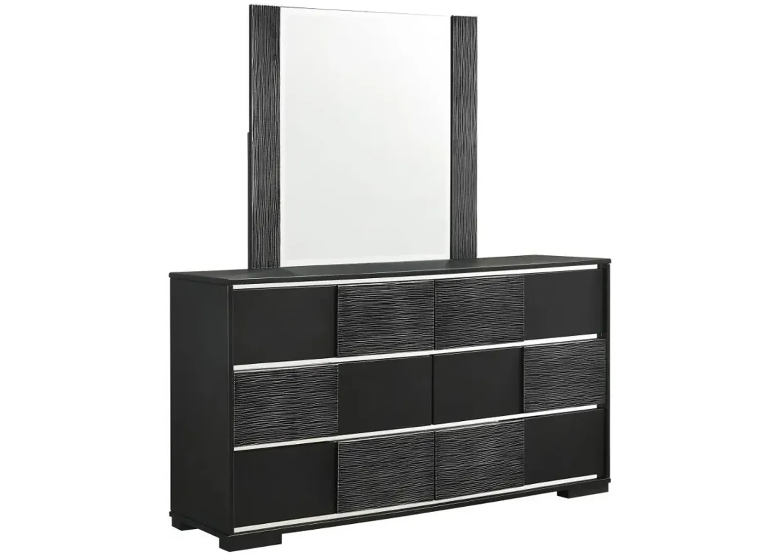 Blacktoft - 6-Drawer Dresser With Mirror - Black