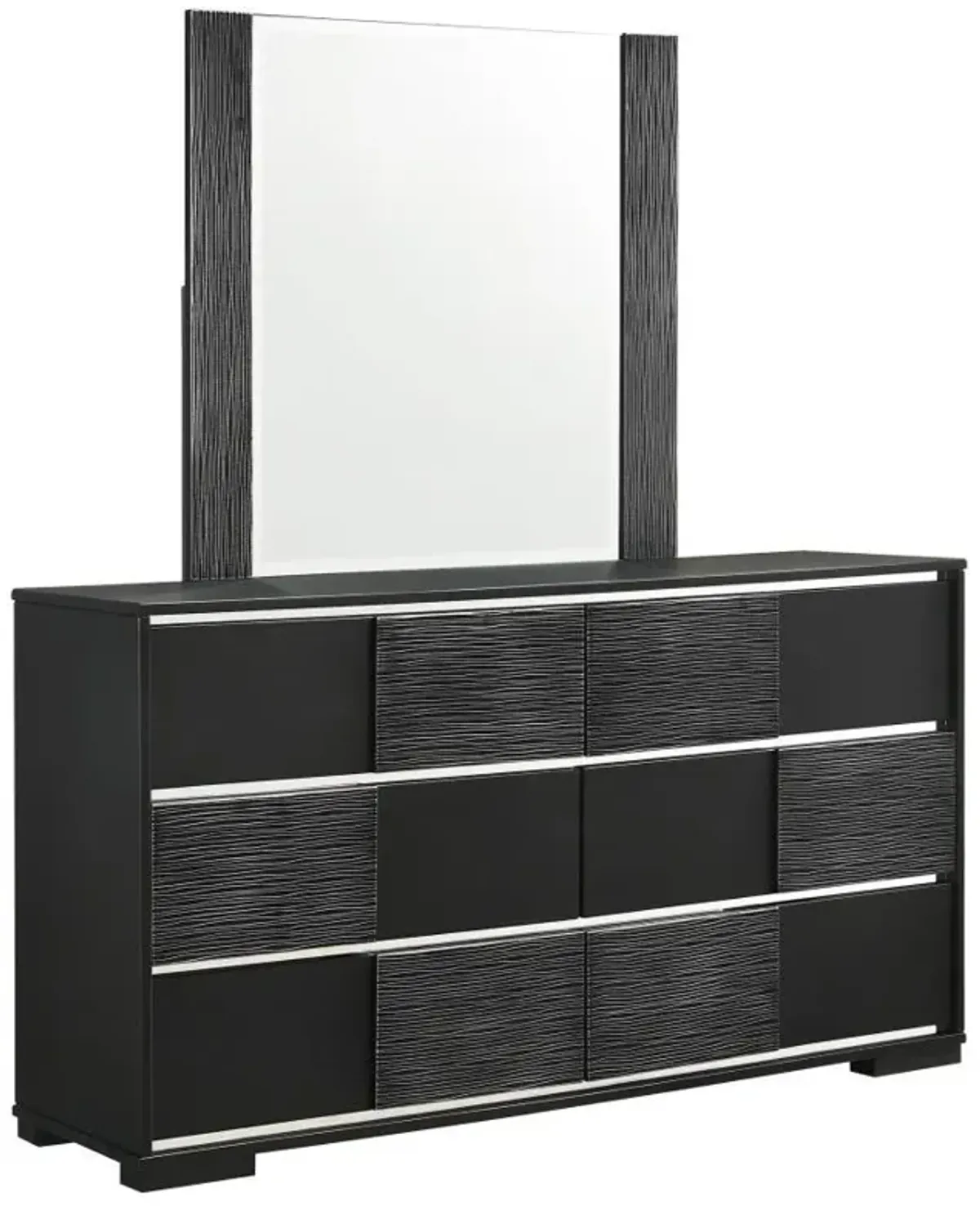 Blacktoft - 6-Drawer Dresser With Mirror - Black