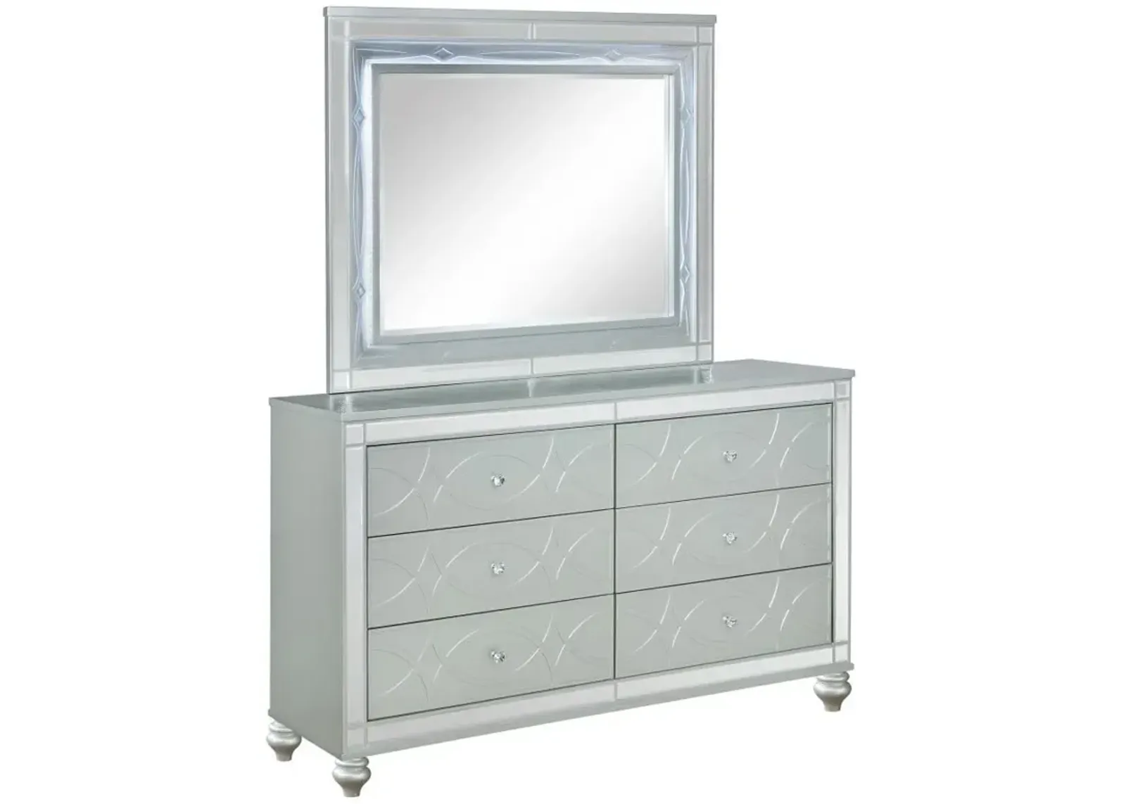 Gunnison - 6-Drawer Dresser With Mirror - Silver Metallic