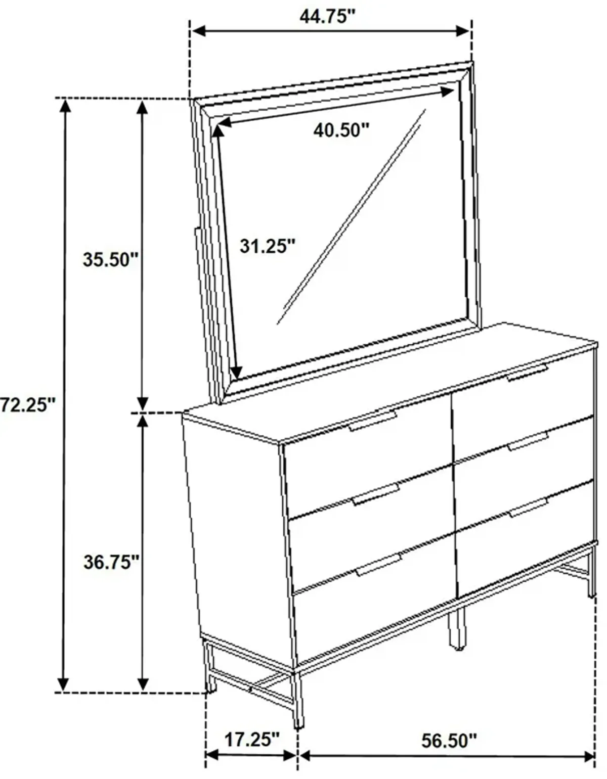 Sonora - 6-Drawer Dresser With Mirror - White