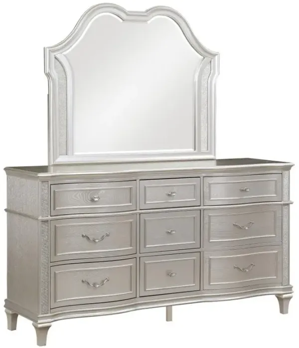 Evangeline - 9-Drawer Dresser With Mirror - Silver Oak
