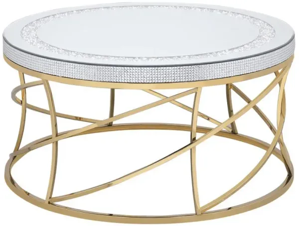 Elise - Round Mirror Top Stainless Steel Coffee Table - Gold