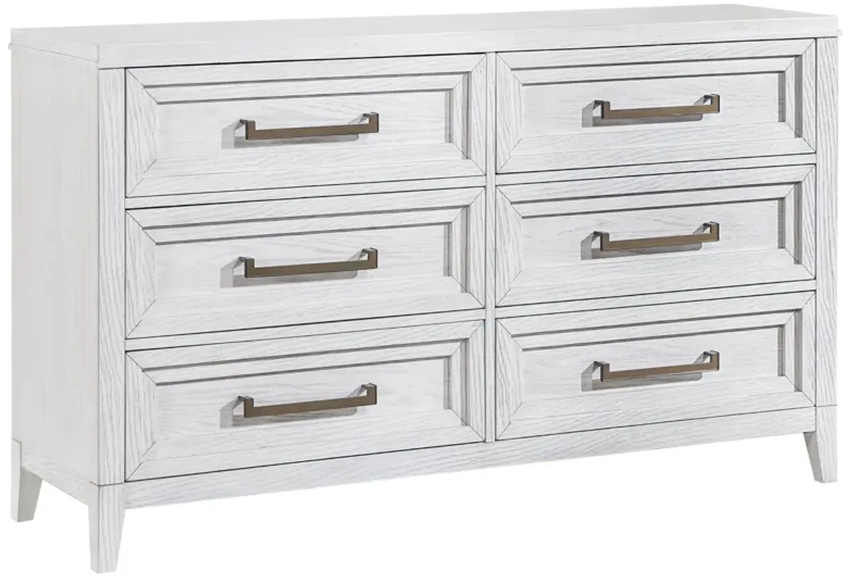 Marielle - 6-Drawer Bedroom Dresser - Distressed White