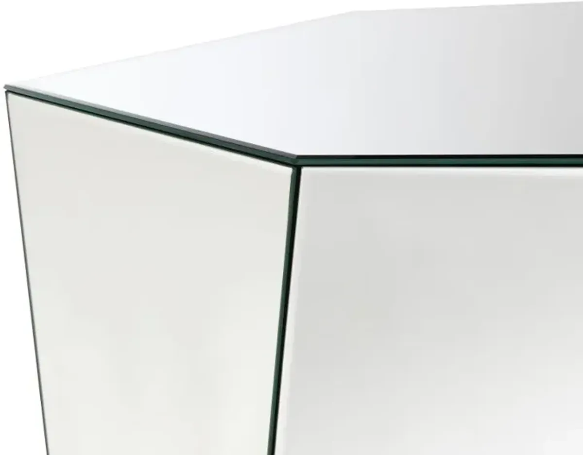 Capella - Mirrored Abstract Geometric Coffee Table - Silver