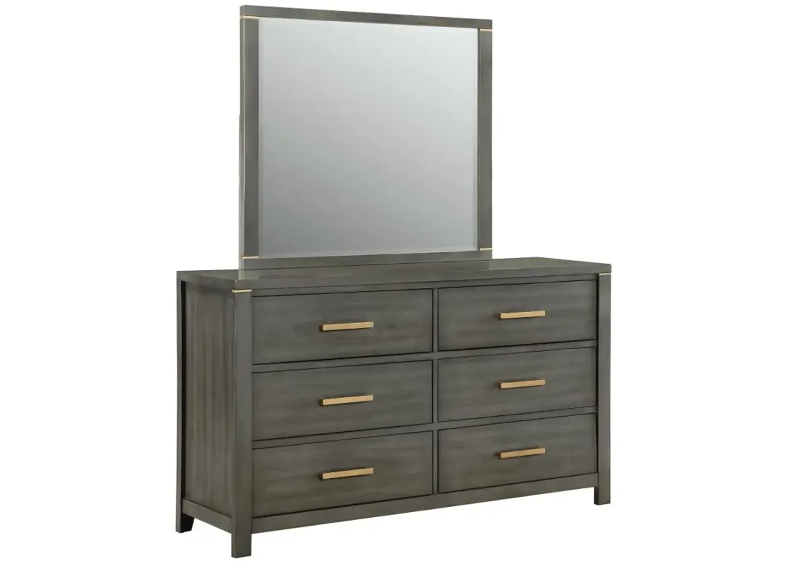 Kieran - 6-Drawer Dresser With Mirror - Gray