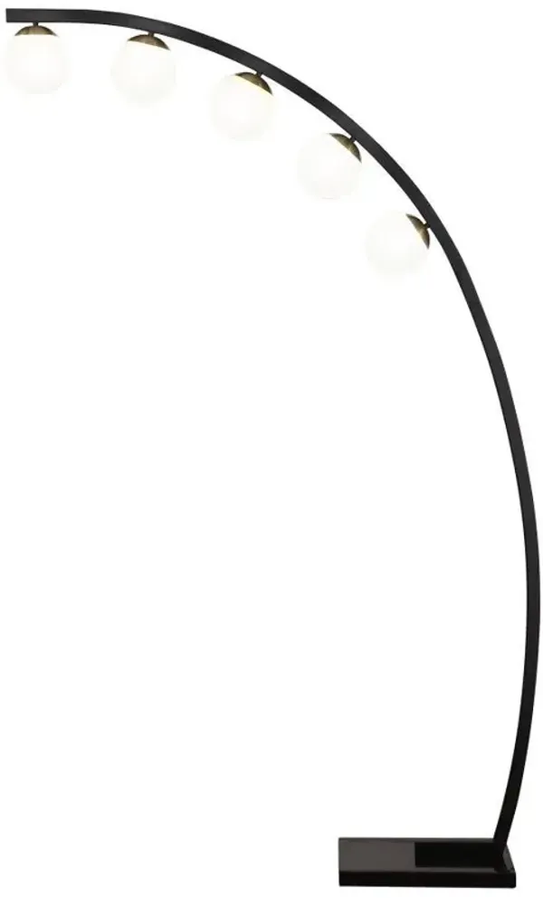 Cody - Spherical 5-Light Arc Metal Floor Lamp - Black