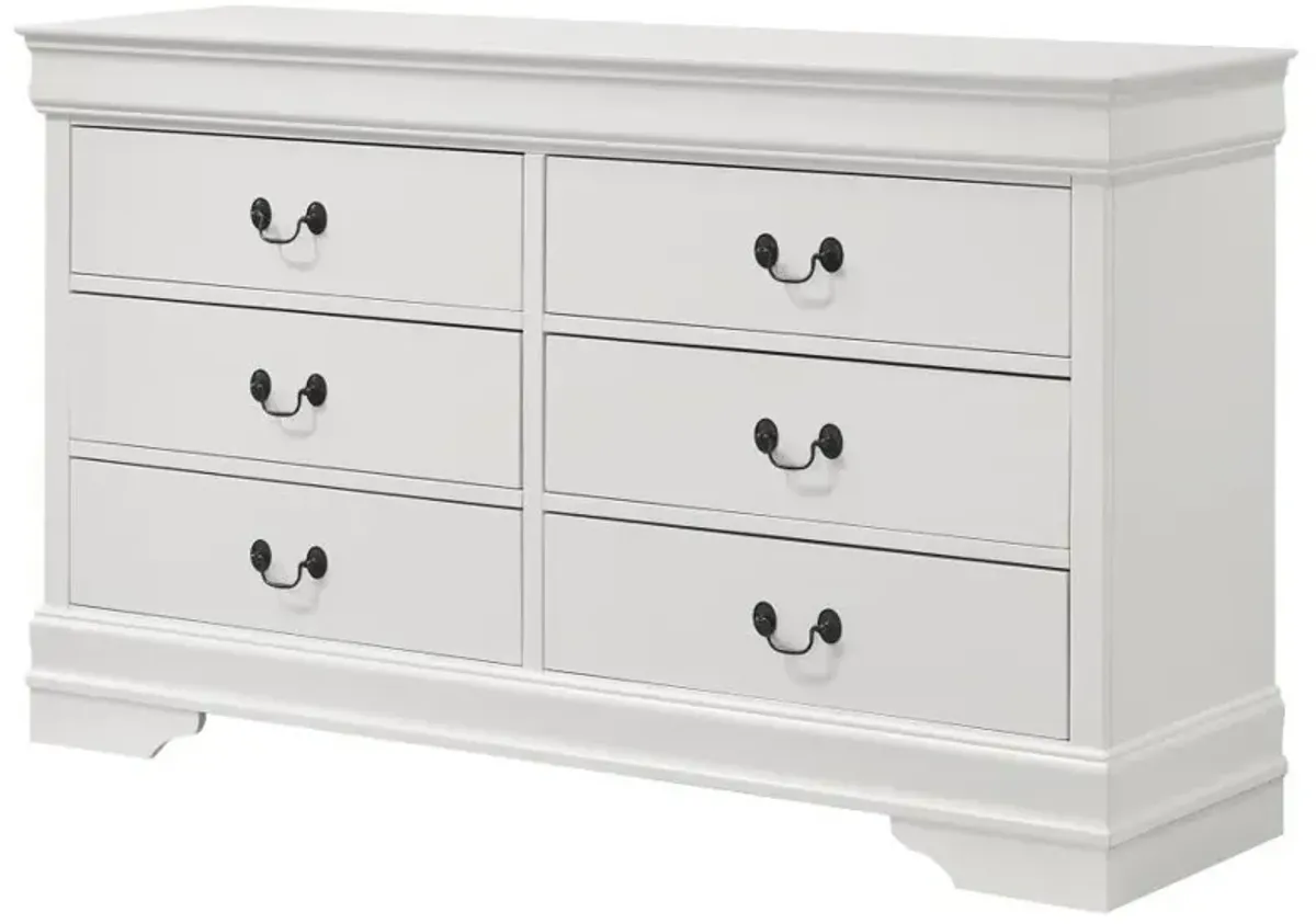 Louis Philippe - 6 Drawer Dresser - White