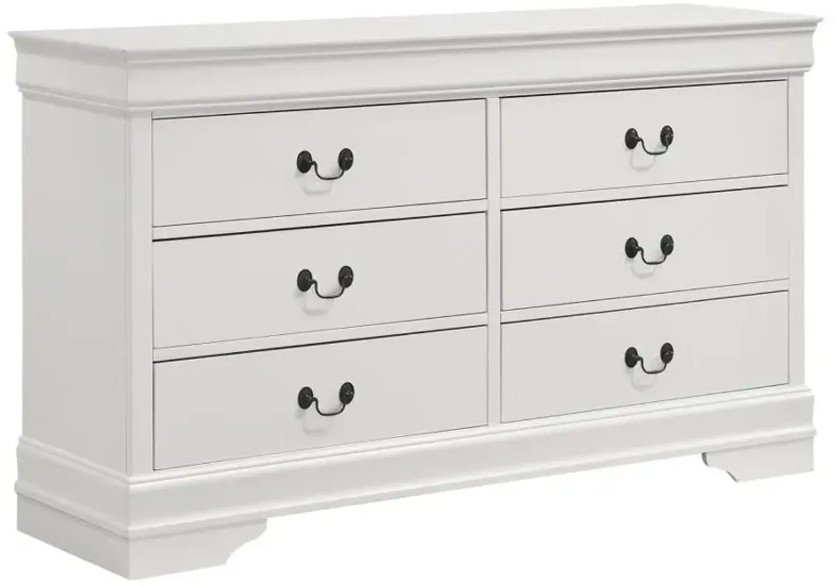 Louis Philippe - 6 Drawer Dresser - White