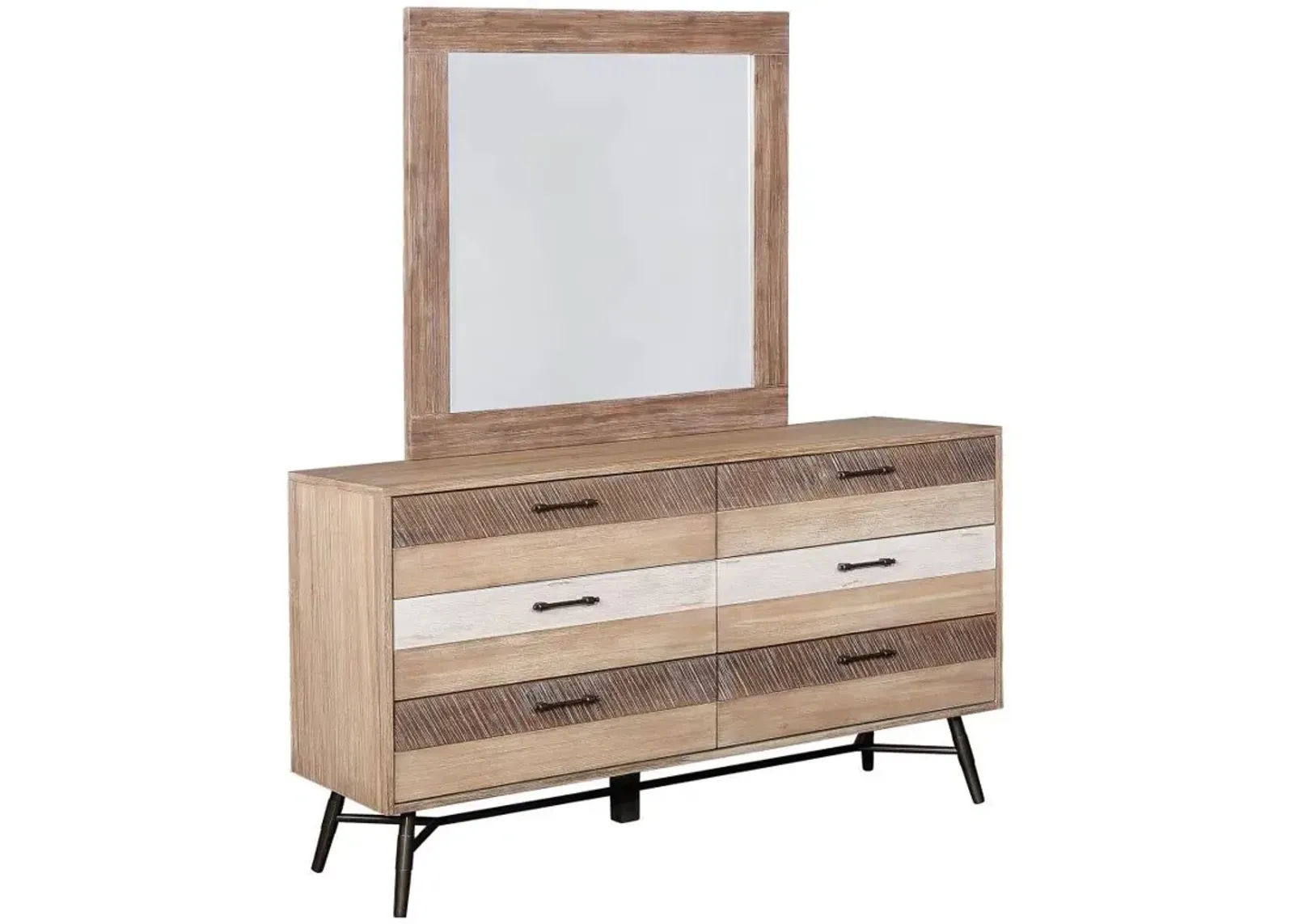 Marlow - 6-Drawer Dresser With Mirror - Rough Sawn Multi