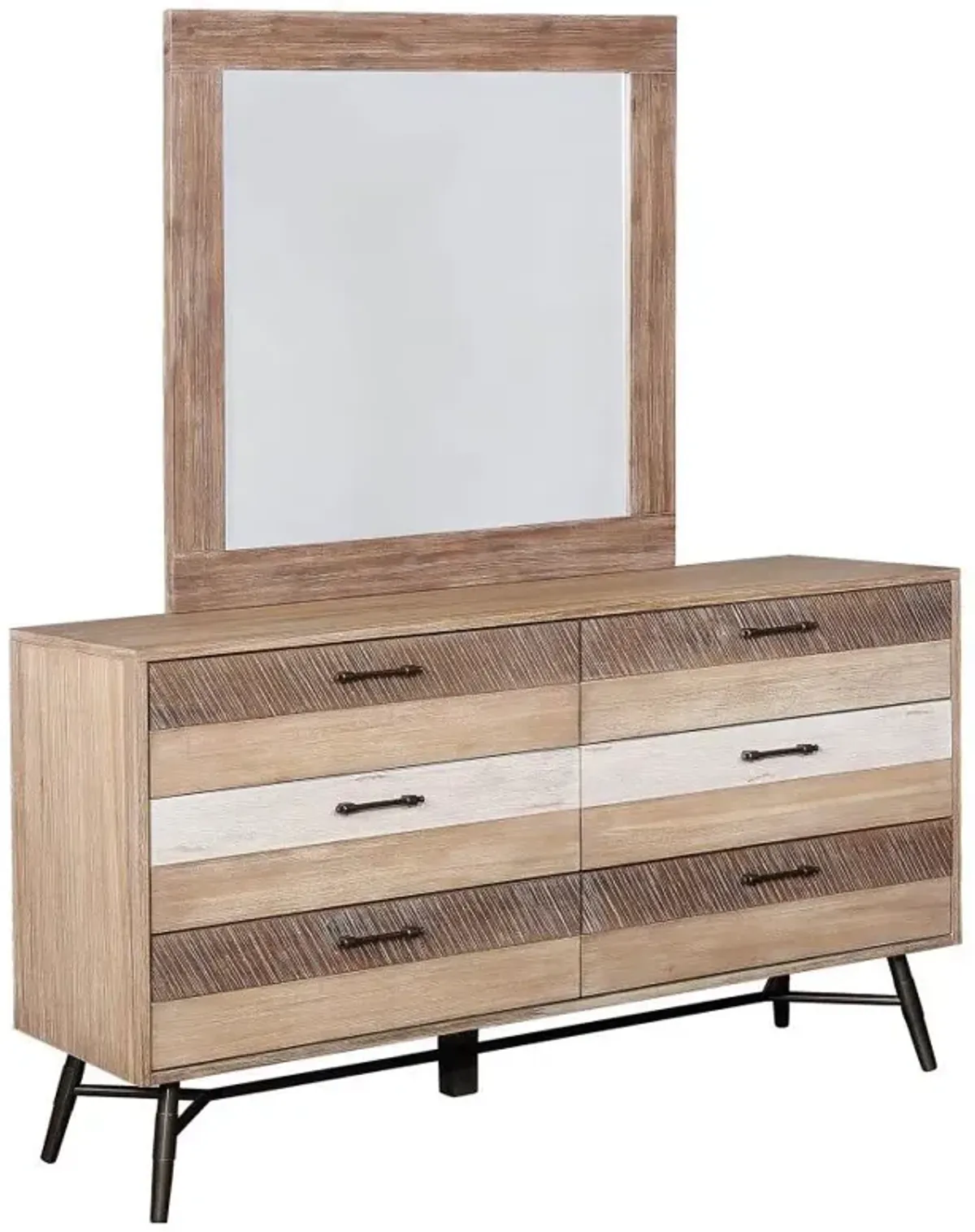 Marlow - 6-Drawer Dresser With Mirror - Rough Sawn Multi