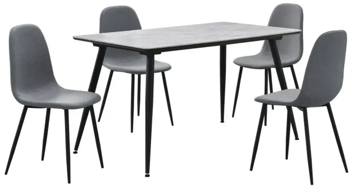 Dennison - 5 Piece Rectangular Dining Table Set - Gray