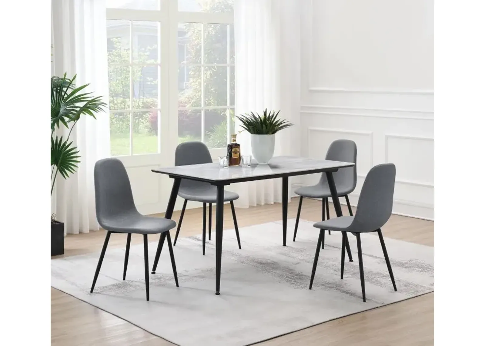 Dennison - 5 Piece Rectangular Dining Table Set - Gray