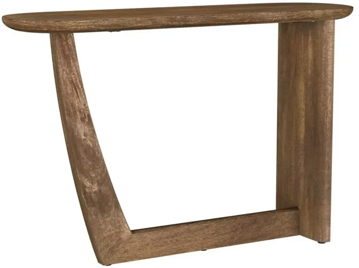 Fletcher - Oval Solid Mango Wood Entryway Console Table - Brown