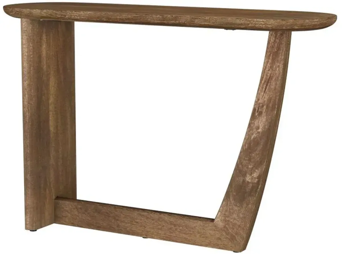 Fletcher - Oval Solid Mango Wood Entryway Console Table - Brown