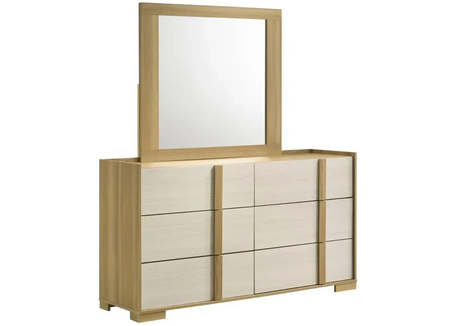 Hyland - 6-Drawer Dresser With Mirror - Natural