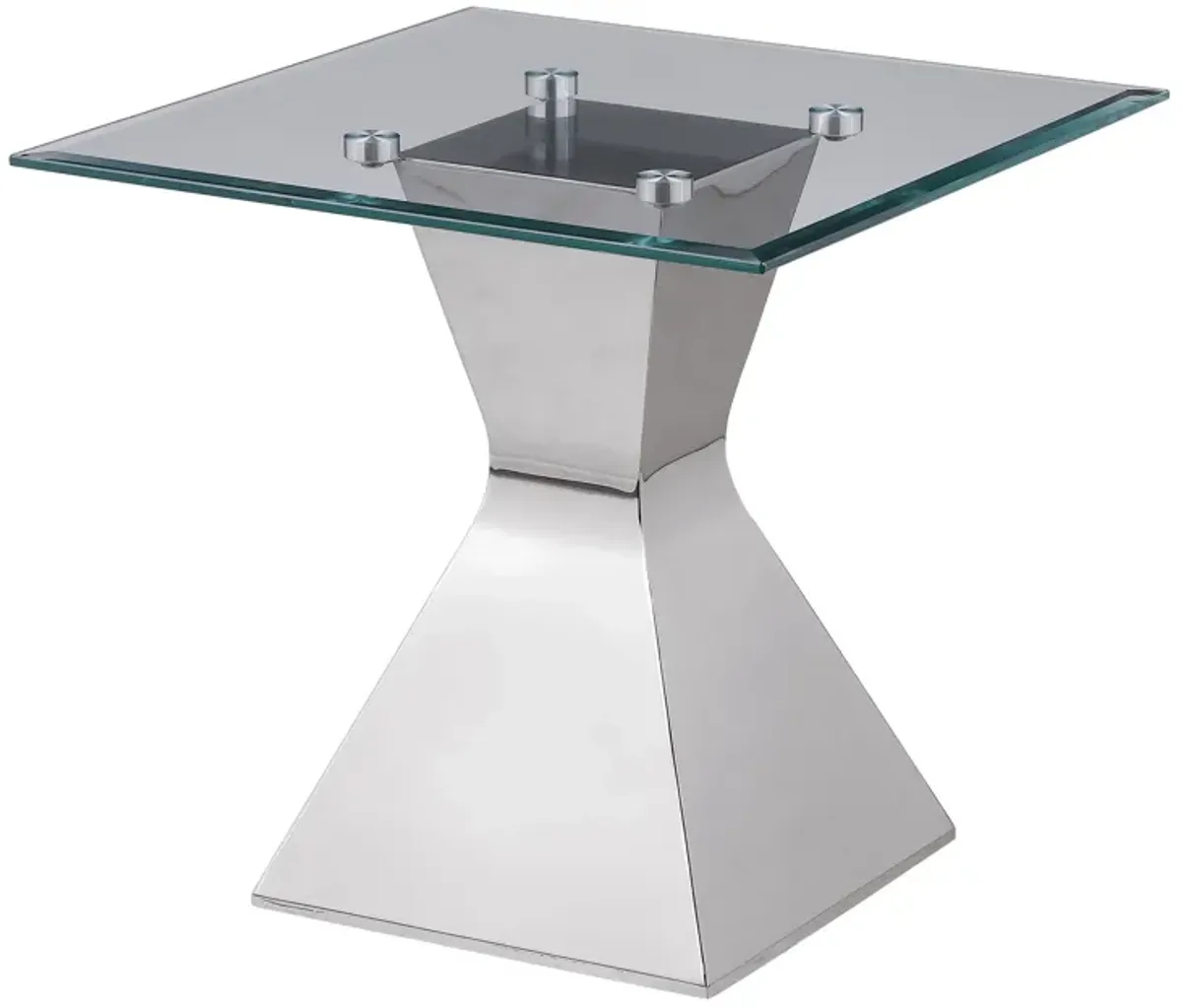 Jenny - Glass Top Stainless Steel Side End Table - Chrome