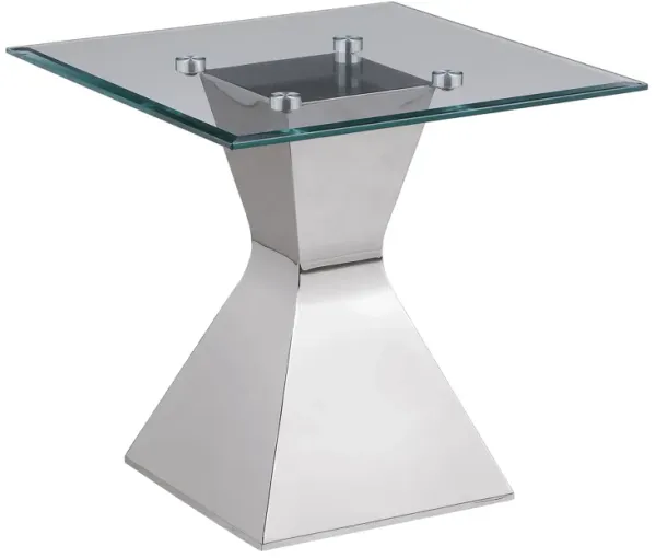 Jenny - Glass Top Stainless Steel Side End Table - Chrome