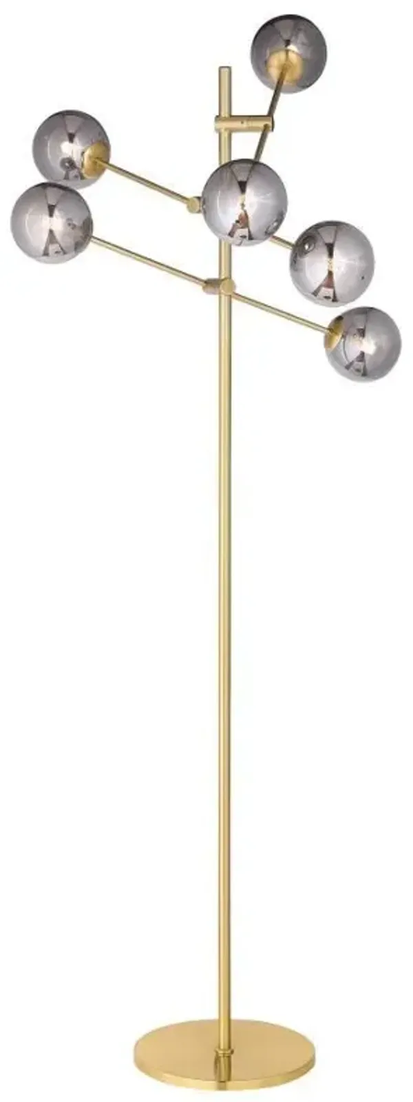 Exline - Molecular Smoked Orb Metal Floor Lamp - Gold