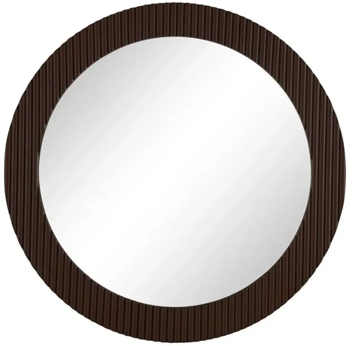 Dexter - Round Reeding Frame Wall Mirror - Brown