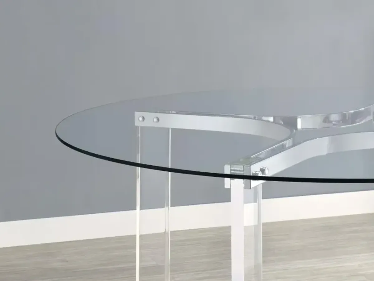 Keeling - Round Glass Top Acrylic Dining Table - Chrome