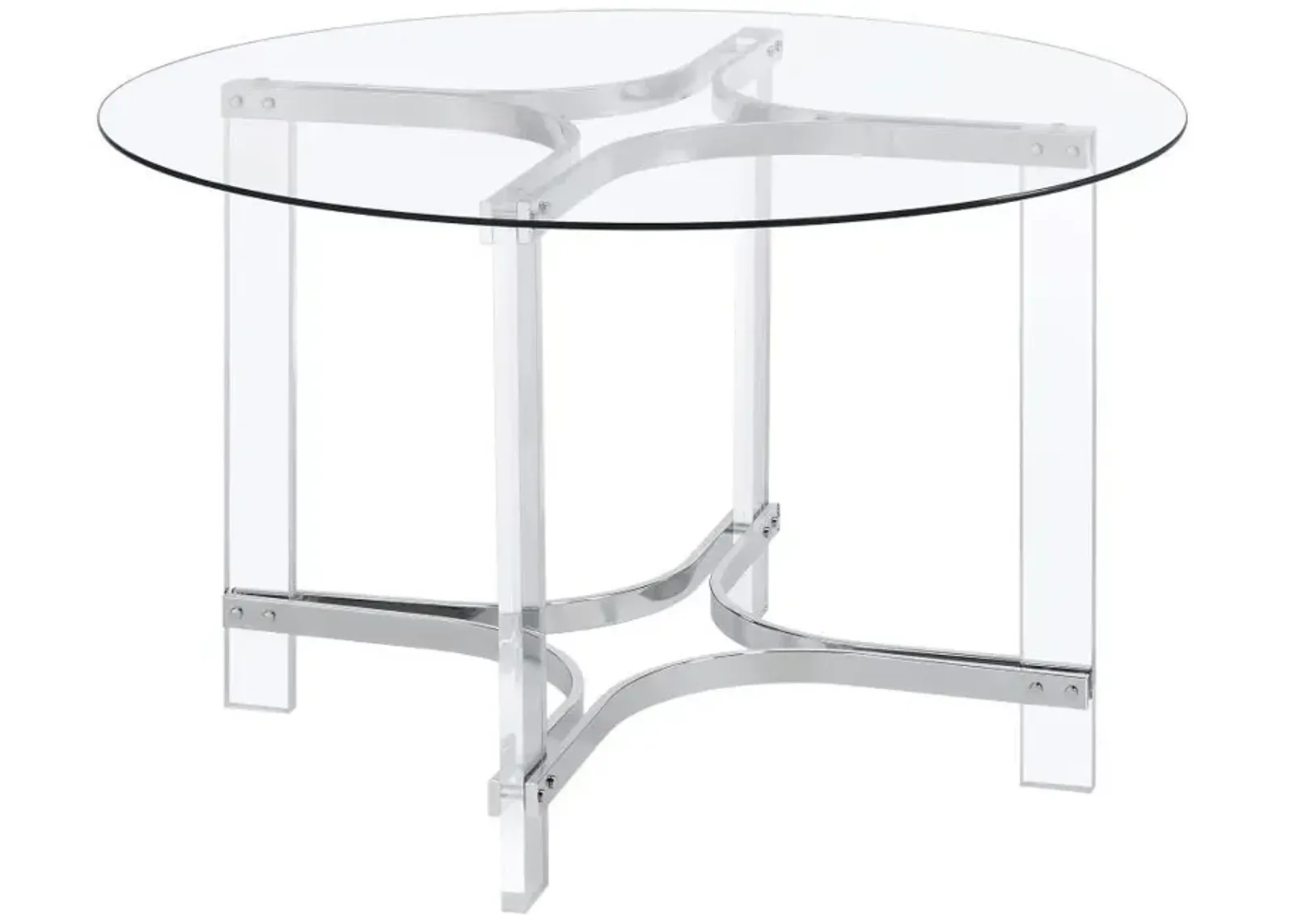 Keeling - Round Glass Top Acrylic Dining Table - Chrome