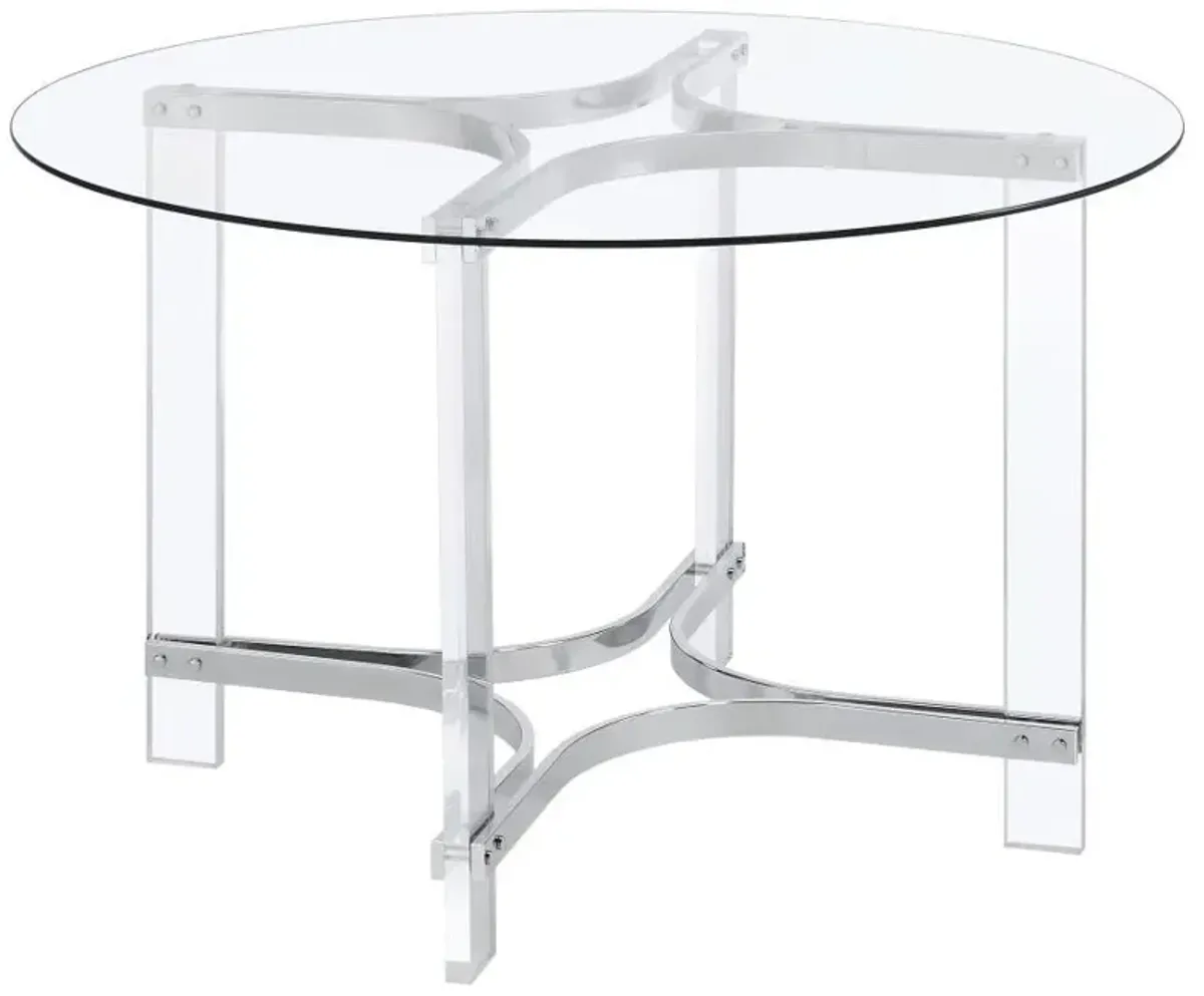 Keeling - Round Glass Top Acrylic Dining Table - Chrome