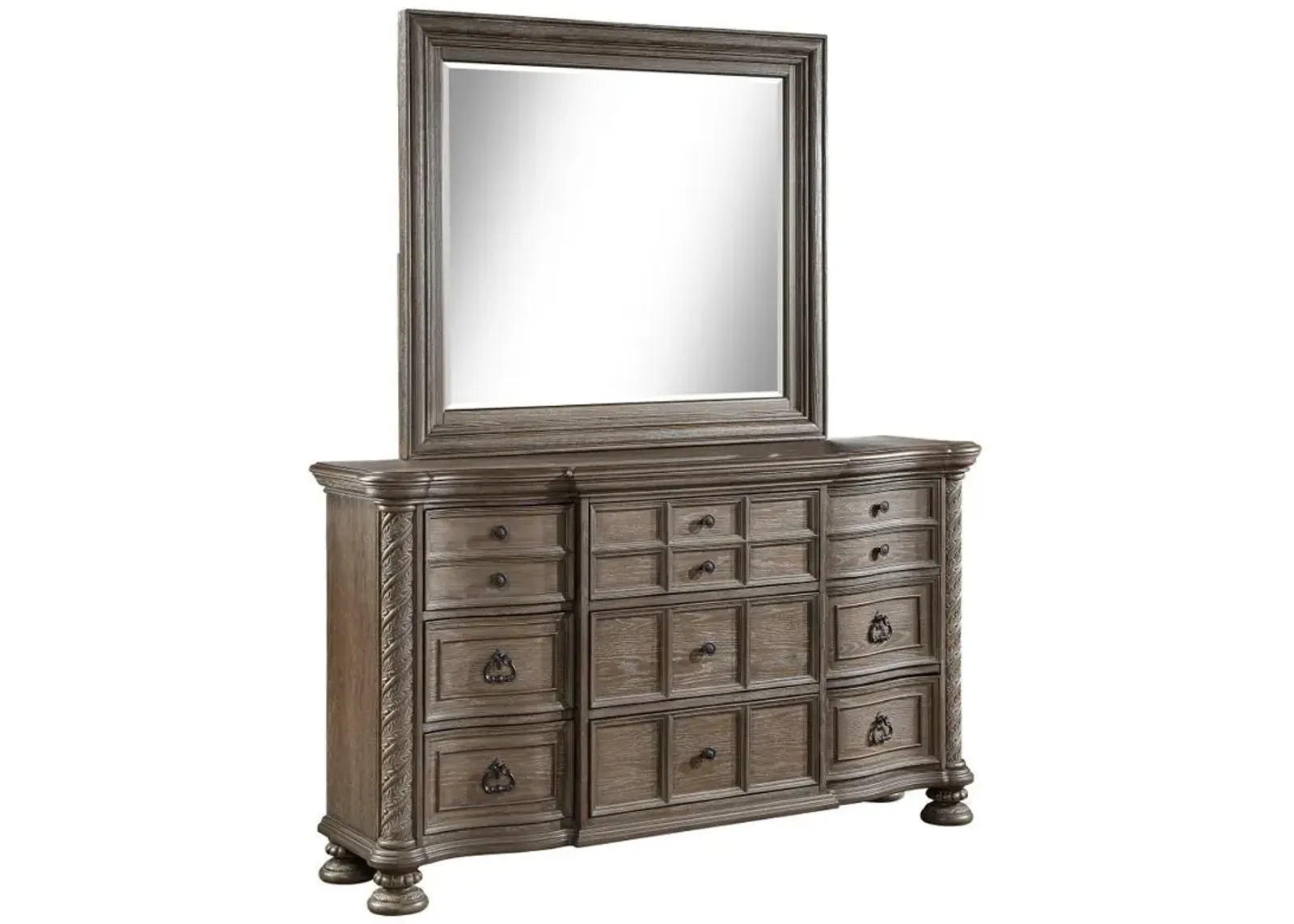 Emmett - 9-Drawer Dresser With Mirror - Walnut