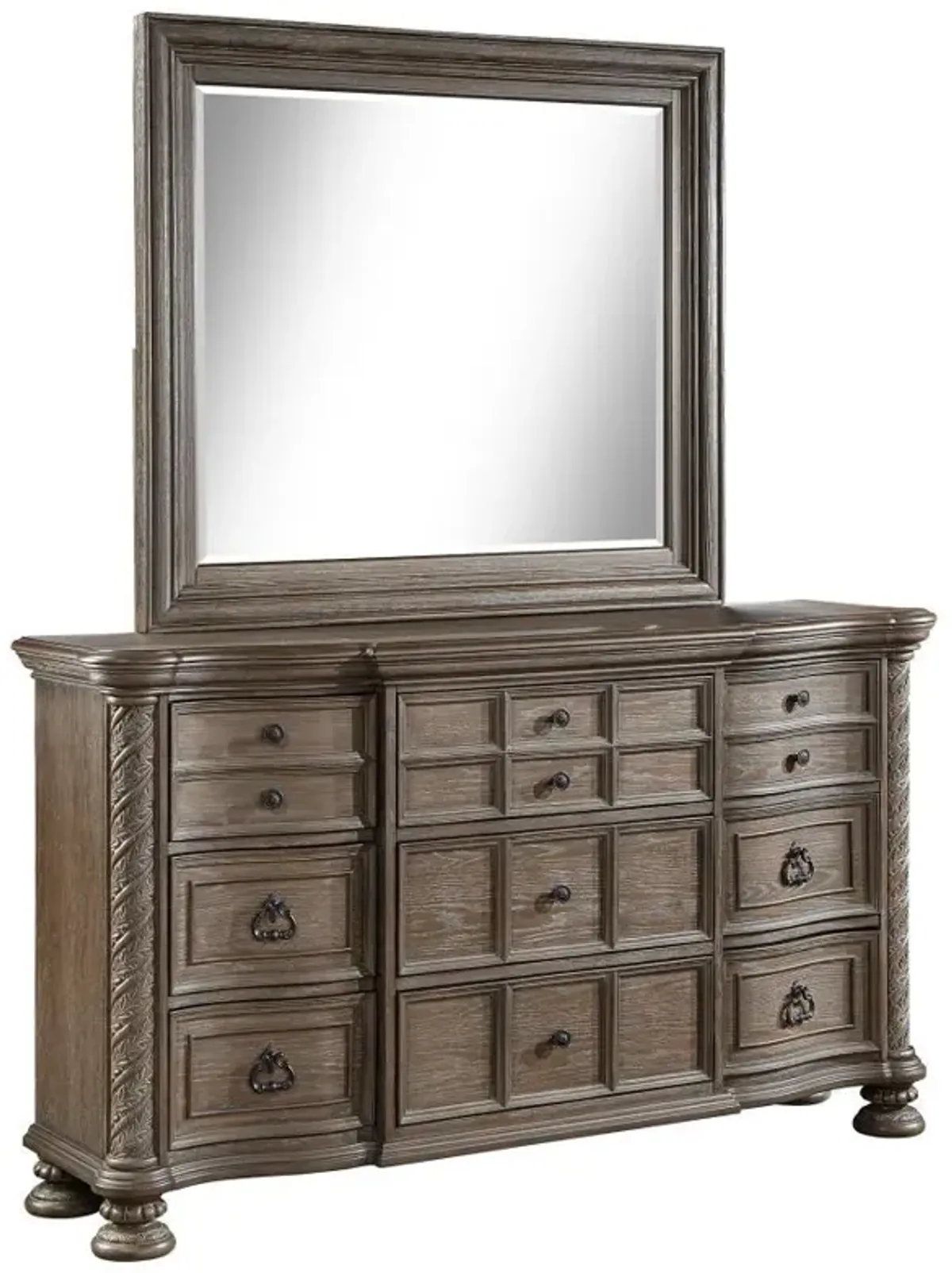 Emmett - 9-Drawer Dresser With Mirror - Walnut