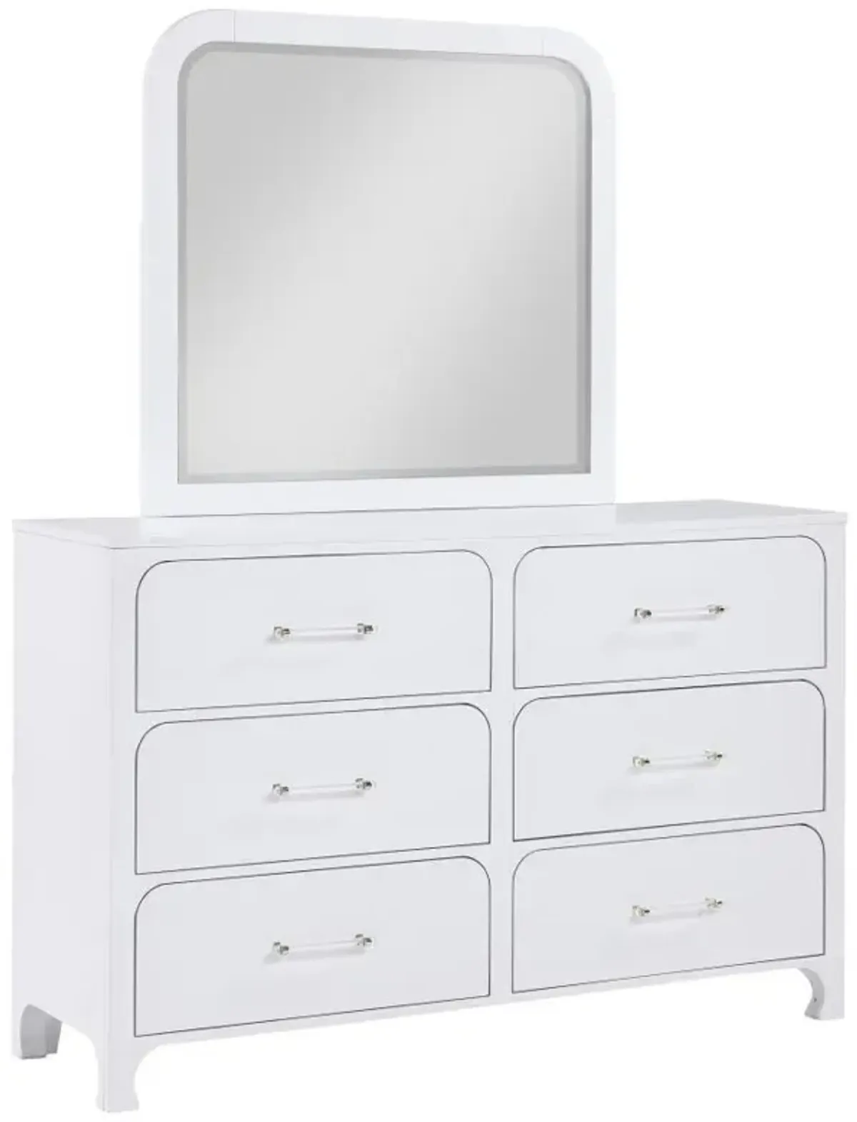 Anastasia - 6-Drawer Dresser With Mirror - Pearl White