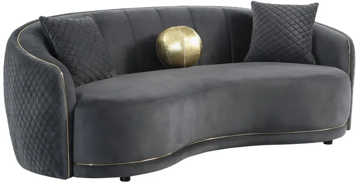 Brookside - 2 Piece Velvet Upholstered Sofa Set - Dark Gray