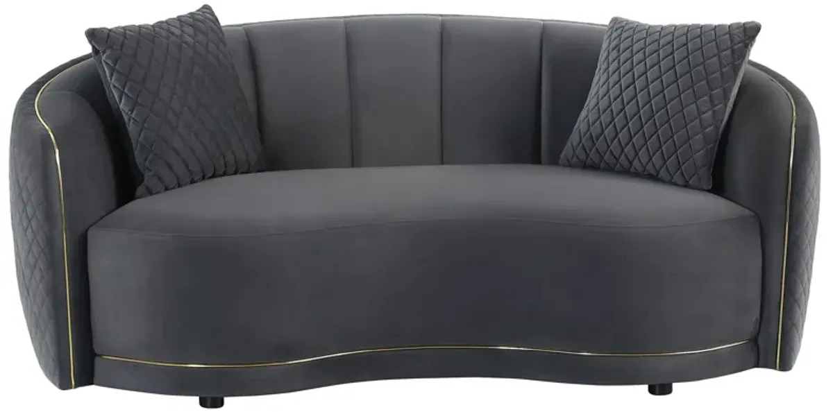 Brookside - 2 Piece Velvet Upholstered Sofa Set - Dark Gray