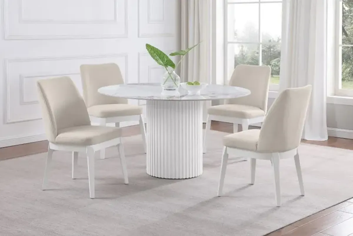 Acadia - Round Sintered Stone Top Dining Table - White