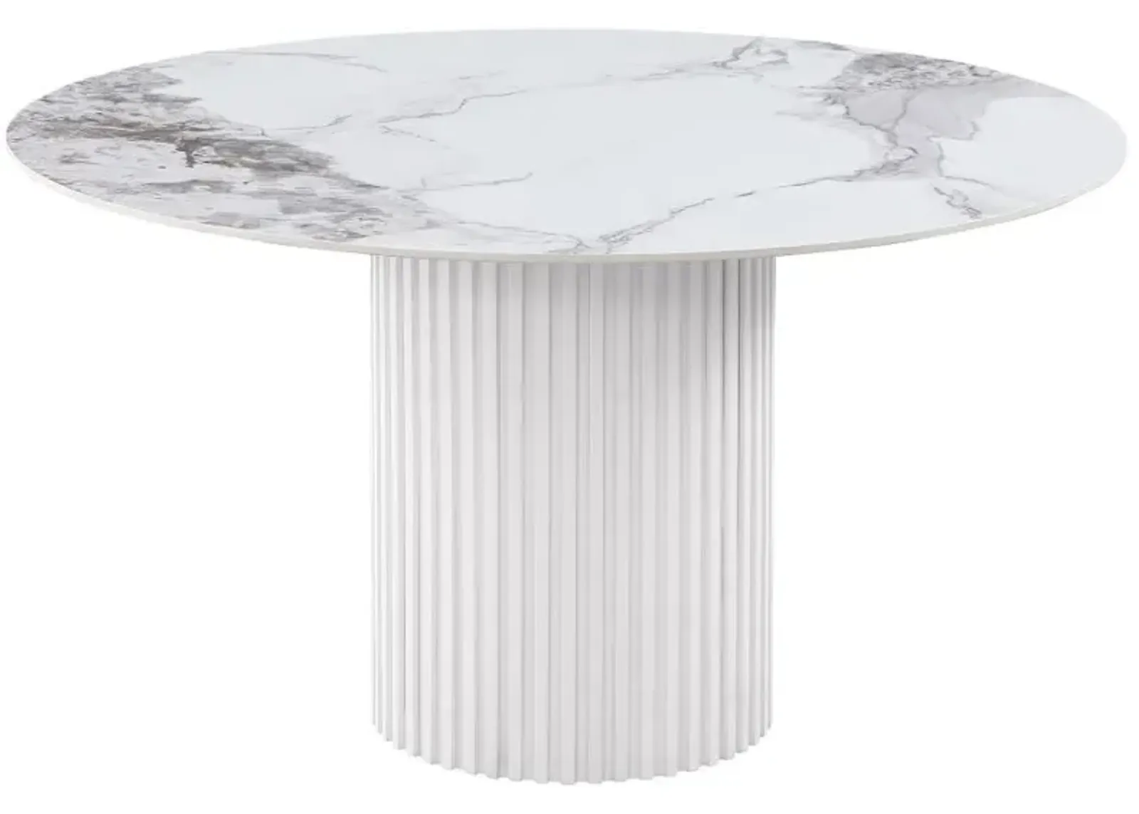 Acadia - Round Sintered Stone Top Dining Table - White