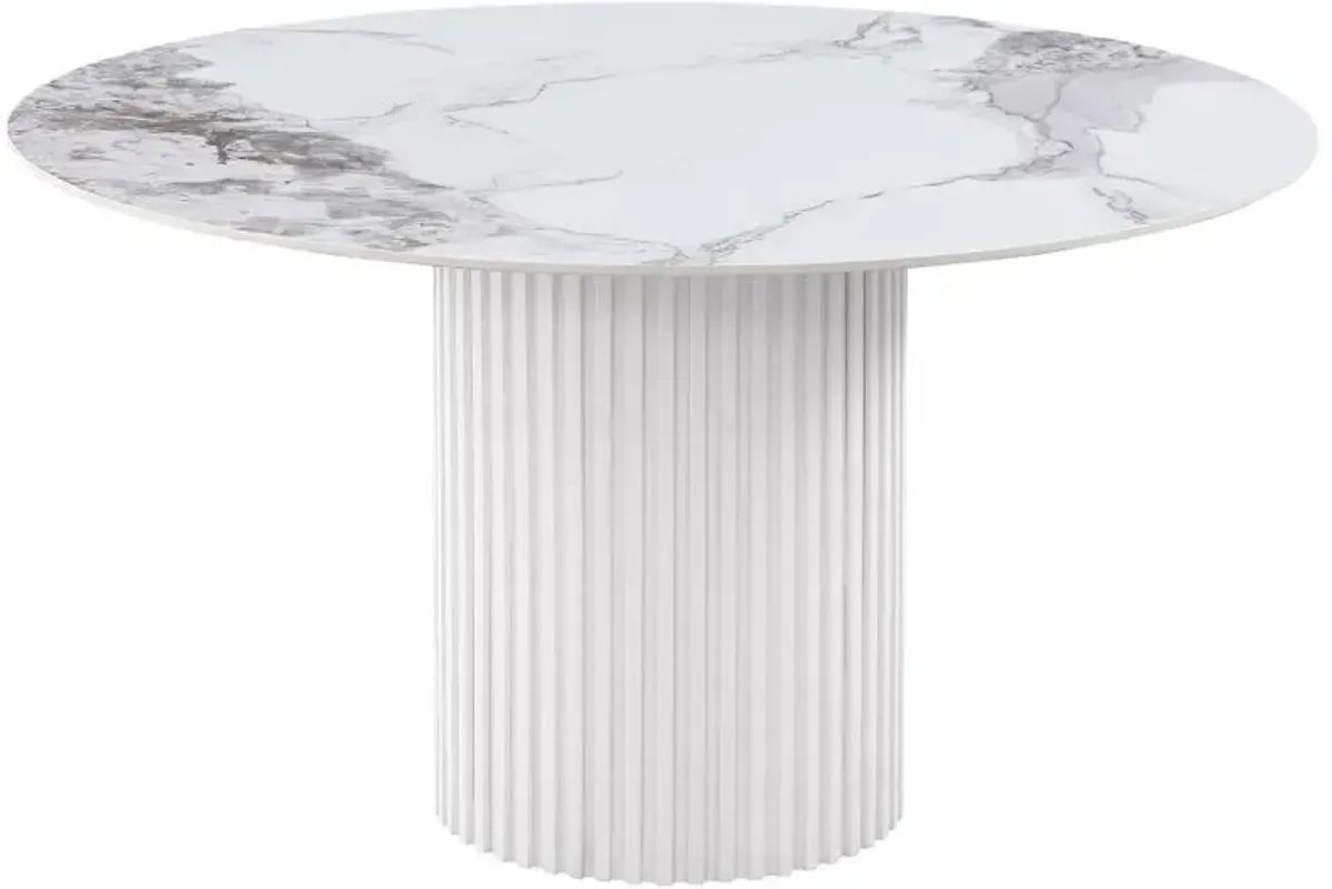 Acadia - Round Sintered Stone Top Dining Table - White