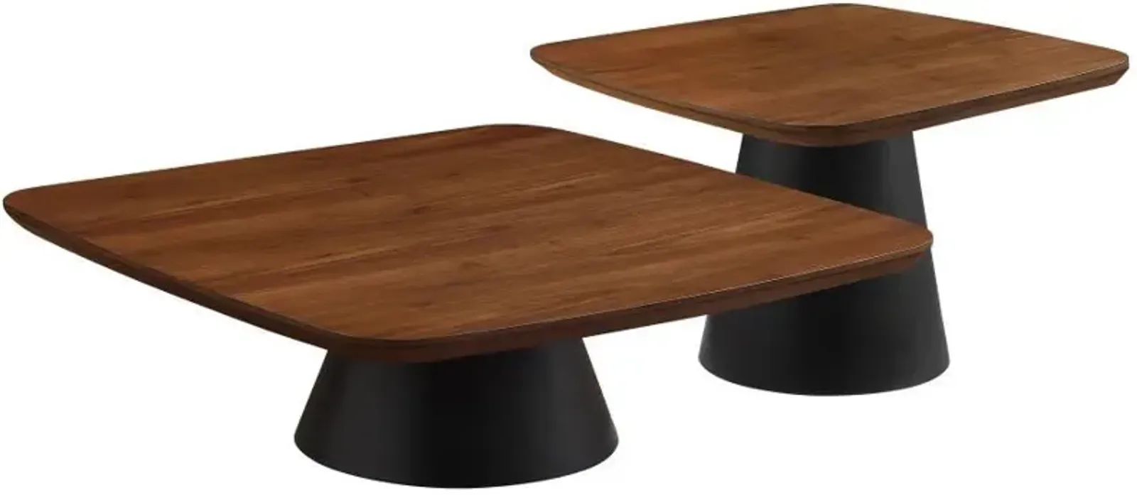 Eason - 2 Piece Coffee Table Set - Walnut And Black